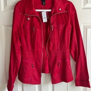 White House Black Market nylon/cotton red jacket